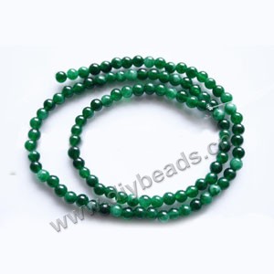 Bead, green "jade" (dyed), 4mm round. Sold per 15-inch strand