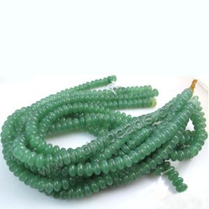 Bead, green aventurine (natural), 5x3mm rondelle. Sold per pkg of five 16-inch strand