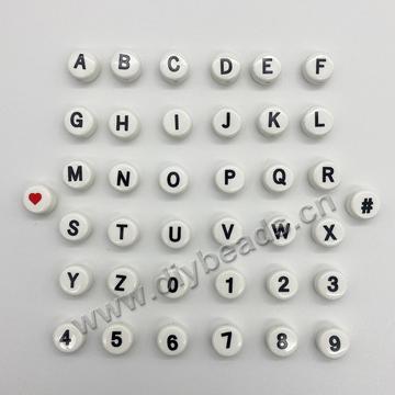 Wholesale Fashion Flat Round porcelain Alphabet Letter Beads for DIY jewelry making
