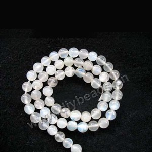 Bead, white moonstone (natural), 5mm round. Sold per 16-inch strand