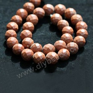 Bead, brown goldstone (manmade), 8mm 64-faceted round. Sold per 14.5-inch strand