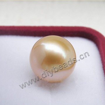 Pearl, gold saltwater(natural), gold, 13-14mm round,loose beads, Sold per package of 1pcs