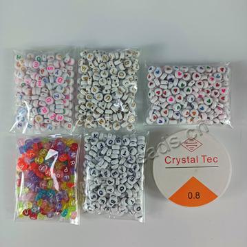 Hot Sale 6mm 1400pcs per set A-Z Mixed Flat Round Acrylic Letter Beads for jewelry making