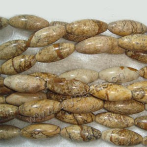 Bead, picture jasper (natural), 10x25mm barrel, Mohs hardness 6-1/2 to 7. Sold per 15-inch strands