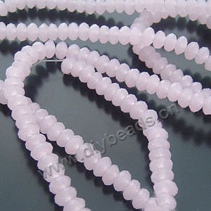 bead,glass,pink opal,4x6mm hand-faceted rondelle, approximately 100ps/strand