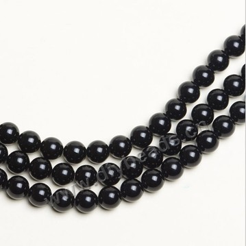Bead,agate,black,smooth 8mm round, Sold per one strand.