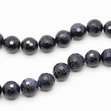 Bead, blue goldstone (manmade), 12mm 128-faceted round. Sold per 16-inch strand