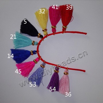 Tassel, cotton, tassel with gold charm beads, colorful  4cm length, Sold per pkg of 100pcs.