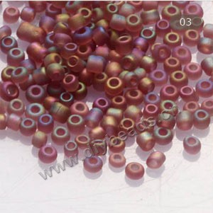 Seed bead,glass,rainbow matte,purple,#11 irregular round. Sold per pkg of 1/2 kilo. 