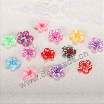 Bead, polymer clay,mixed color,6x4mm flower. Sold per pkg of 5.