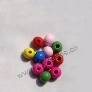 Bead mix, wood, mixed colors, 10mm  round. Sold per pkg, approximately 200 beads