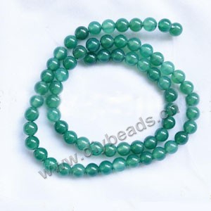 Bead, green agate (dyed), 6mm round. Sold per 15-inch strand.