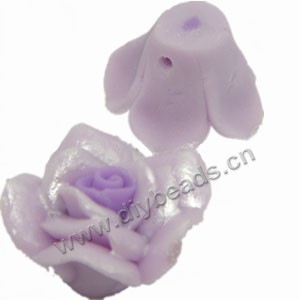 Bead, polymer clay, purple,pearl luster, 20mm rose. Sold per pkg of 12.