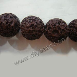 Bead, red lava rock (natural), 16mm round. Sold per 16-inch strand.