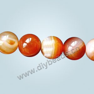 Bead, striped red agate (dyed), 12mm round,  Sold per 16-inch strand.