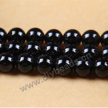 Bead, black tourmaline, 5mm round. Sold per pkg of ten 16-inch strands.