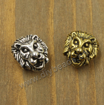 Hot selling diy bracelet making small alloy metal lion head spacer beads