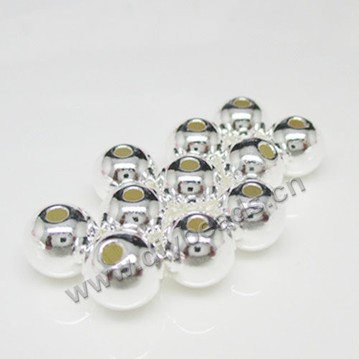 Bead, 925 sterling silver, 7mm diameter, 2.8mm hole, Sold per pkg of 1 bag-20 pieces.