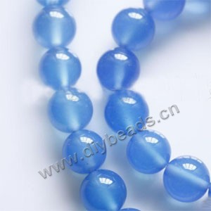 Bead, blue chalcedony (dyed), 10mm round, Mohs hardness 7. Sold per 15-inch strand
