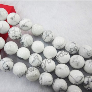 Bead, howlite (dyed), white, 6mm round. Sold per 38 strand .factory price.