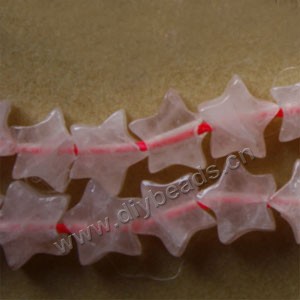 Bead, rose quartz (natural), 6x6mm flat star. Sold per 15-inch strand