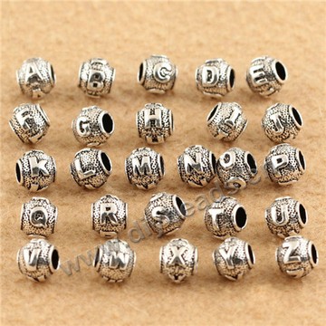 Bead mix, Loose  Beads, Wholesale 26 Letters 925 Sterling Silver Beads  for Jewerly DIY Making,sold per pkg of 100 pcs
