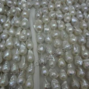 Pearl, cultured freshwater ,white, 13-14mm baroque. Sold per 16-inch strand.