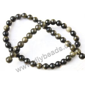 Bead, golden sheen obsidian (natural), 8mm round, A grades. Sold per 16-inch strand.