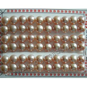 Pearl, cultured freshwater , peach,9.5-10mm half-drilled button, AAA grade.Sold per pkg of 30 pairs