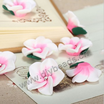 Bead, polymer clay,pink,25x10mm flower. Sold per pkg of 5.