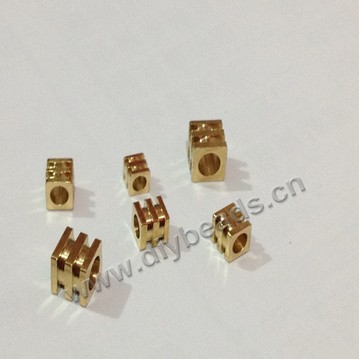 Bead,big-hole beads,brass bead ,square shape,4mm*4.2mmmm, Sold per pkg of 300ps