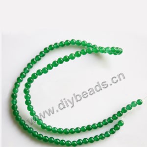 Bead, Malaysia "jade" (dyed), green, 4mm round, Mohs hardness 7. Sold per 15-inch strand