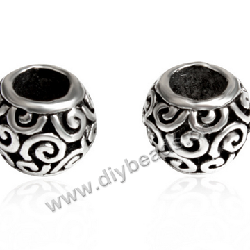 Bead,big-hole beads,alloy,silver color,9.7x8.48mm,Sold per pkg of 30pcs