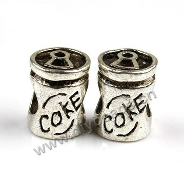 Bead,big-hole beads,zinc alloy,coke shape,8.5*12.5,Sold per pkg of 100pcs