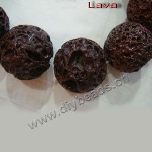 Bead, red lava rock (natural), 18mm round. Sold per 16-inch strand.