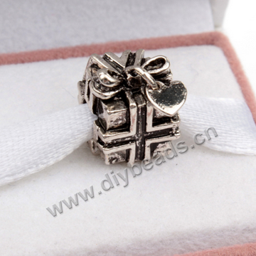 brass Bead,silver plated,10x12mm,mini gift box,Sold per pkg of 50 pieces.