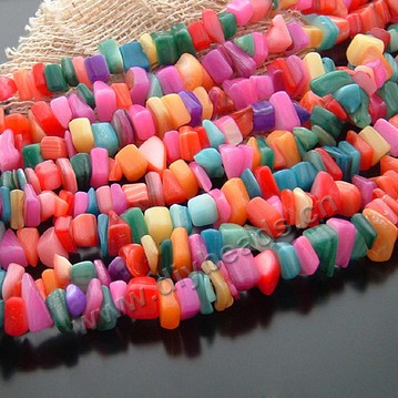Bead,freshwater shell(natural),colorful,9-16mm,chip.Sold per pkg of 5 strands.