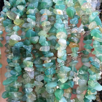 Bead , green agate chip strands beads   Sold per 180mm  strand.