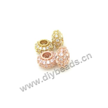 beads, big-hole beads,24k gold plated alloy,8x4.5mm with 2.8mm hole. Sold per pkg of 10ps