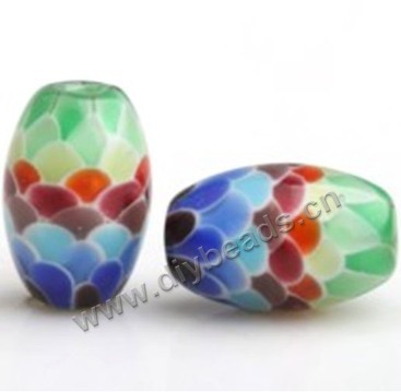 Bead,lampworked glass,mixed colors, 15*10mm oval with fish scale design. Sold per pkg of 5.