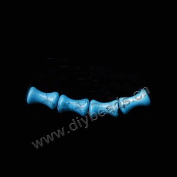 Bead, turquoise (imitation), 10x6mm bamboo. Sold per 15-inch strand,approximately  38ps.