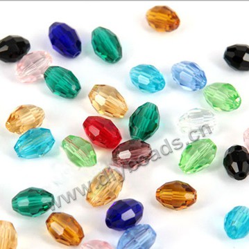 bead，glass pearl beads，light blue，8*10mm oval beads，sold per pkg of 50ps.