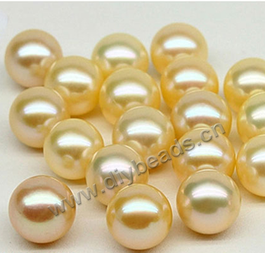 Pearl,south sea(natural),general gold, 9-9.5mm round,loose beads, Sold per package of 1pcs
