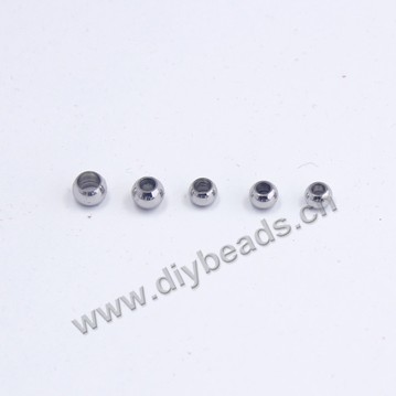 Bead, titanium steel beads, alloy,silver.Sold per pkg of 100ps