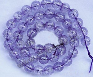 Bead, ice flake quartz (heated/dyed),purple, 8mm round. Sold per 16-inch strand