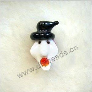 Bead, lampworked glass, opaque black,white, 20x12.8mm witch with 2.4mm hole. Sold per pkg of 10.