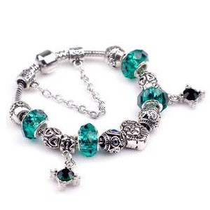 Bracelet,alloy, Beaded bracelet ,glass beads, Sold per pkg of 10ps