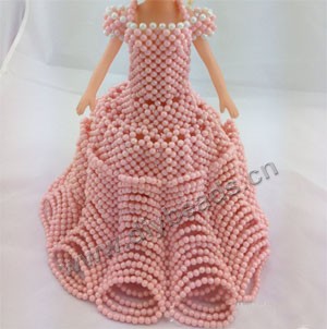 DIY acrylic beads princess dress doll skirt handmade,34cm height gift pink/blue mini order 2ps,factory price,cheap wholesale.