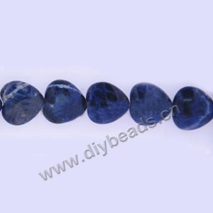 Bead, sodalite (natural), 10mm flat heart. Sold per 15-inch strand.