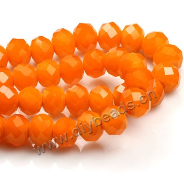 Bead, glass, orange, 6*8mm faceted rondelle, sold per pkg 5 strands-(72ps/strand).